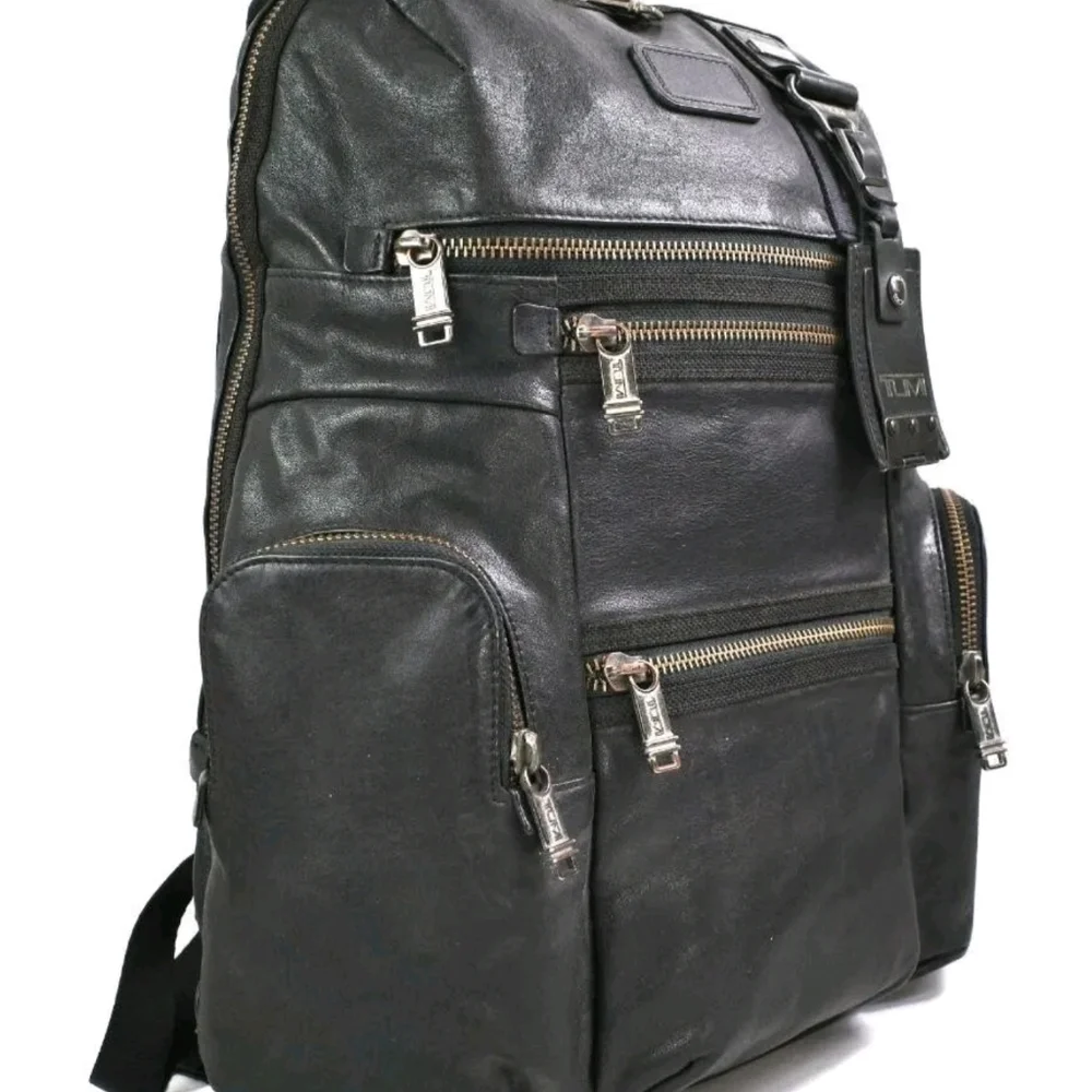 Rare Collectable: Tumi Alpha Bravo Knox Genuine Leather Backpack in Black Pole